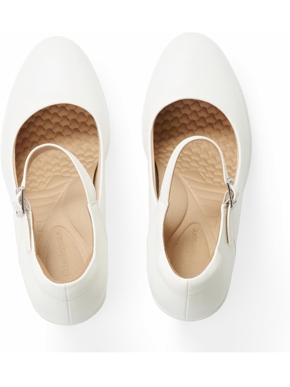 Classic White Mary Jane Block Heel Pumps - Picture 2 of 3